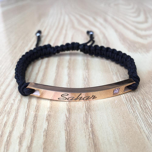 Name Engraved Dori Bracelet Unisex | Adjustable Band