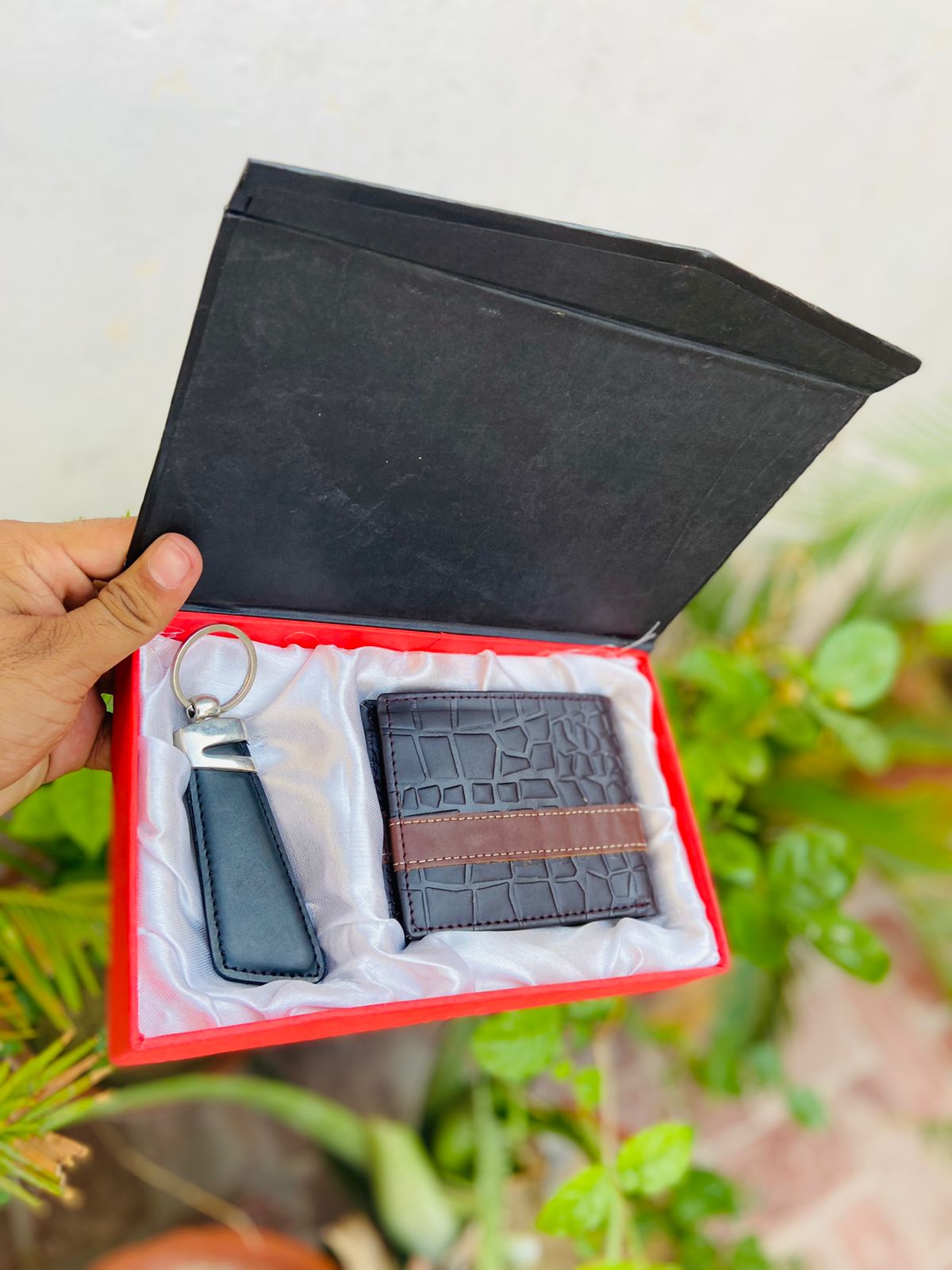 Wallet + Keychain with Your Name on it with Beautiful Box