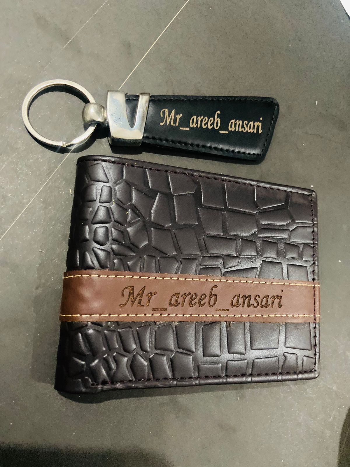 Wallet + Keychain with Your Name on it with Beautiful Box