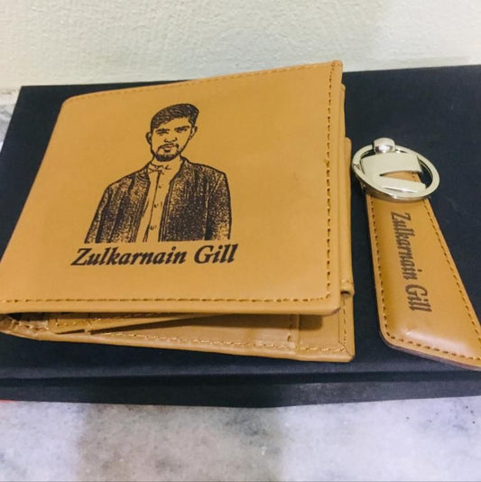 Big Wallet + Keychain with Your Picture and Name on it with Beautiful Box