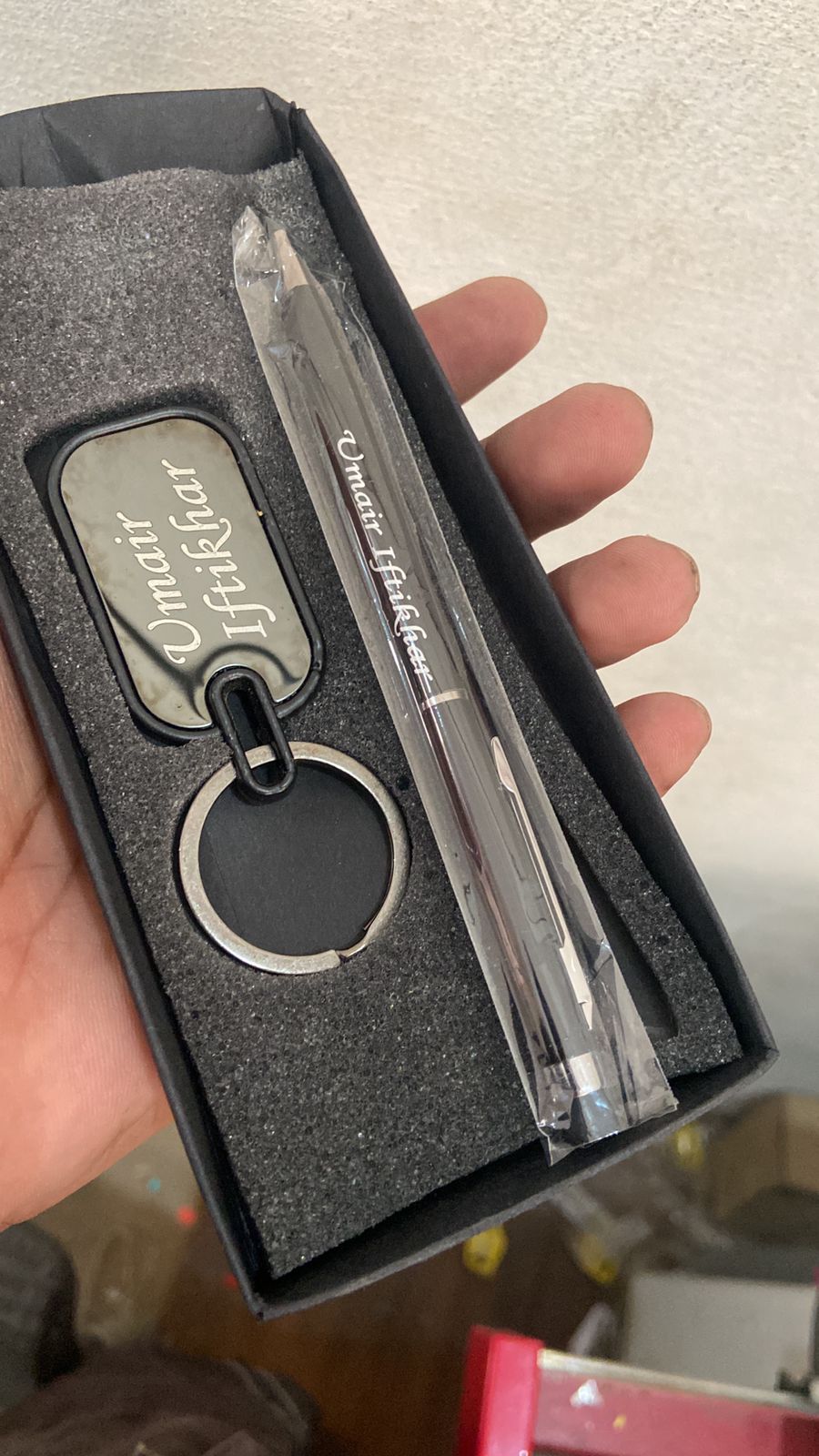 China Imported Black Name Stylus Pen +Keychain